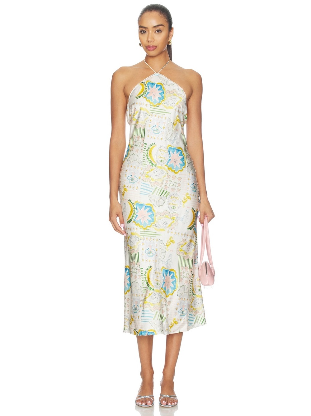 FOR LOVE & LEMONS REVOLVE Tide Pool Vacation Midi Dress in White Green